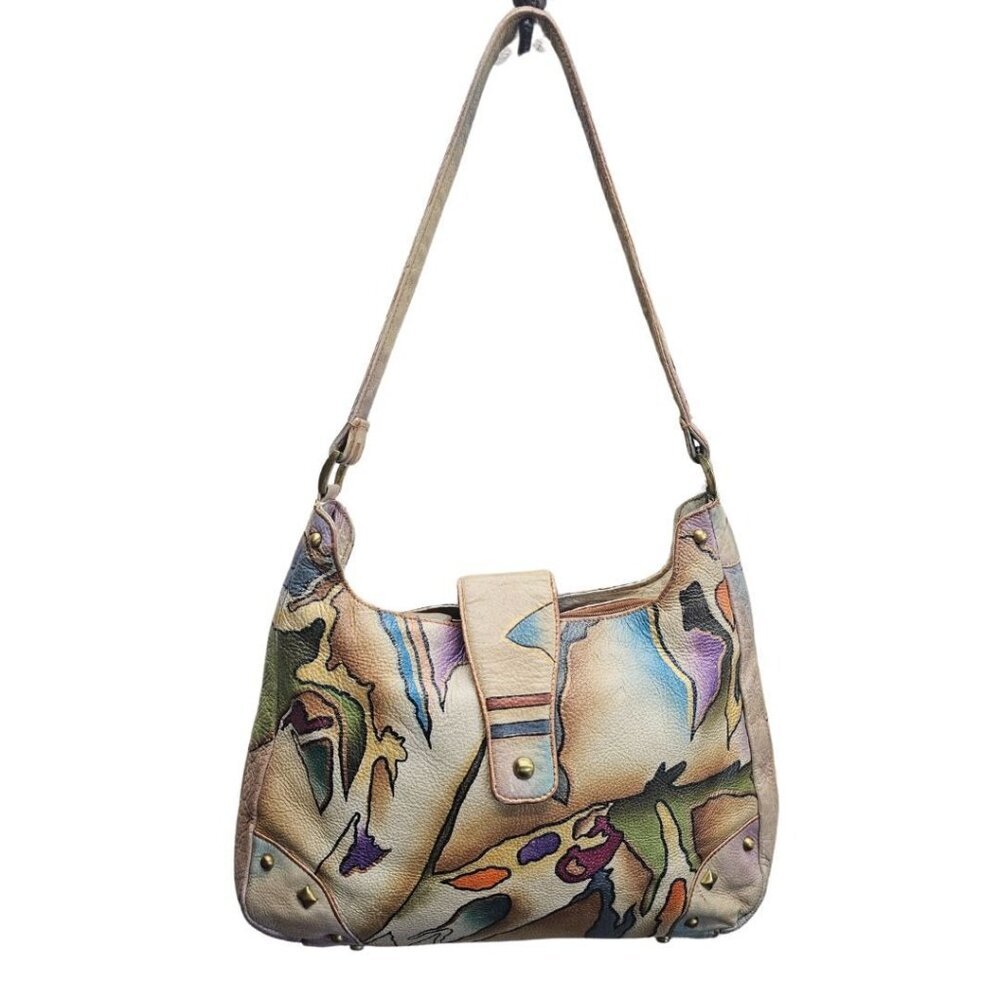 Magnifique Wearable Art Colorful Leather Hobo Purse 80s 90s Y2K Look